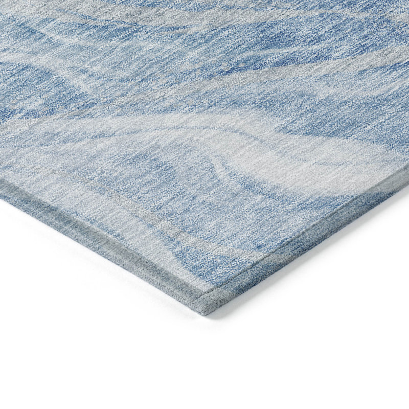 Tapis intérieur lavable abstrait bleu denim et bleu ciel 9 pi x 12 pi HomeRoots