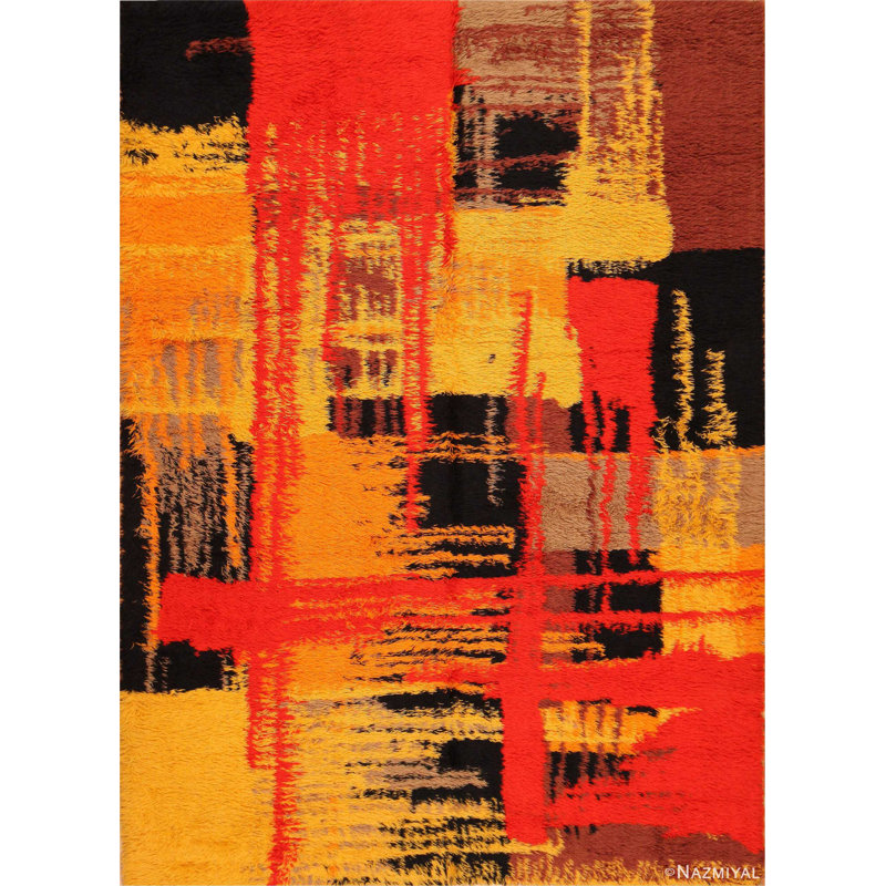 Tapis vintage suédois à poils longs Vintage Rya