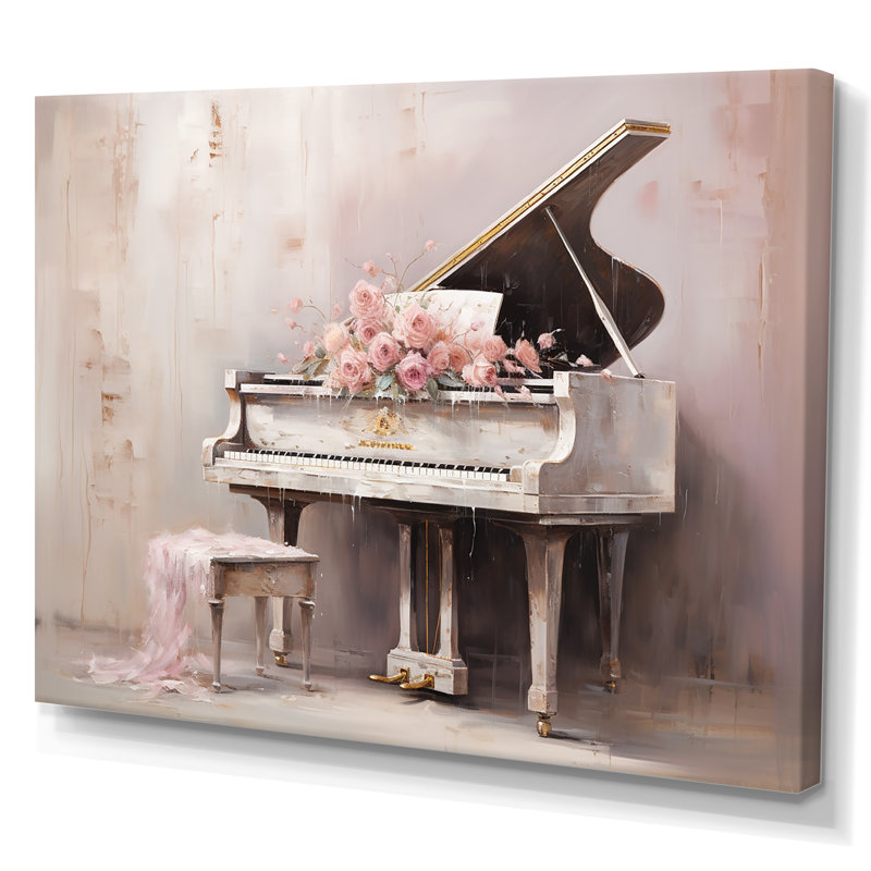 «Pink Pastel Piano Play II», reproduction sur toile, Toile tendue, H 12 po x l 20 po