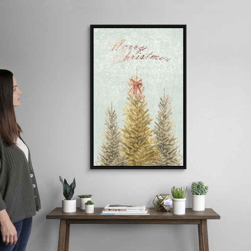 Evergreen Christmas - reproduction d'art textuel sur toile, H 38 po x l 26 po x P 1,75 po, Cadre noir