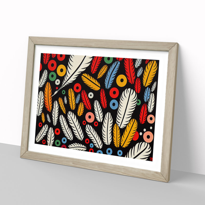 Unusual Bird Feathers Abstract - Framed Print, 25cm H x 34cm W x 2cm D, Oak