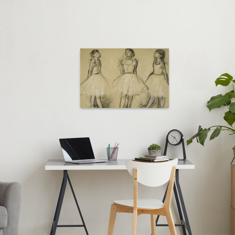 Three Studies Of A Dancer In Fourth Position, 1879-80 Contemporary Wall Art Print, H 24 po x l 36 po