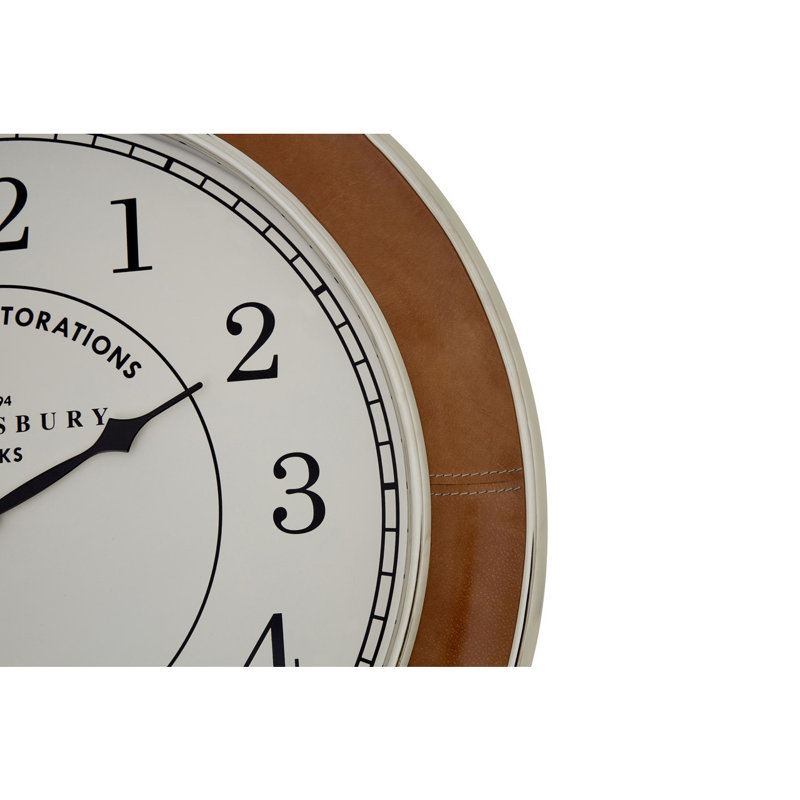 Check Wood Wall Clock, Tan, 58cm H x 58cm W x 4cm D