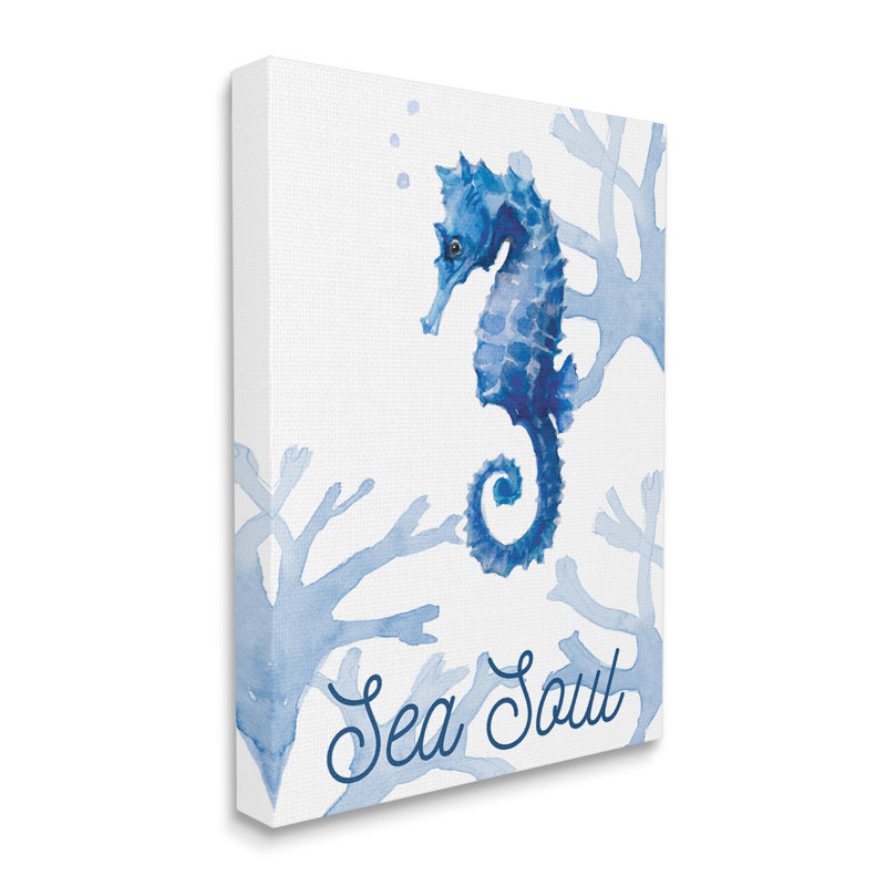 Sea Soul Sentiment Blue Seahorse Ocean, H 20 po x l 16 po x P 1,5 po, Toile tendue
