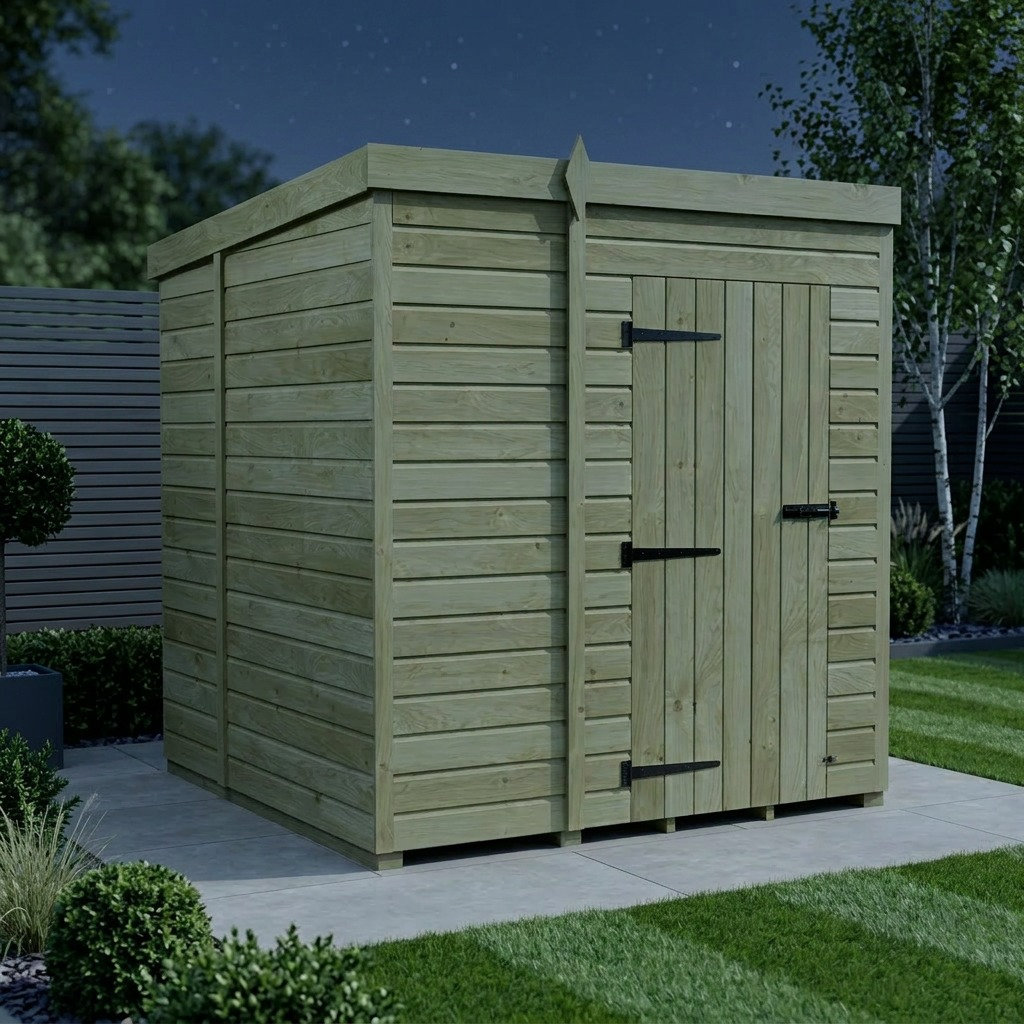 Total Sheds 5ft x 7ft Pent Garden Shed - Single Door - No Windows - Pressure Treated Timber - UK Manufactured