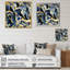 "Motif abstrait avec textures bleues et dorées", impression encadrée sur toile-813018673-813018674