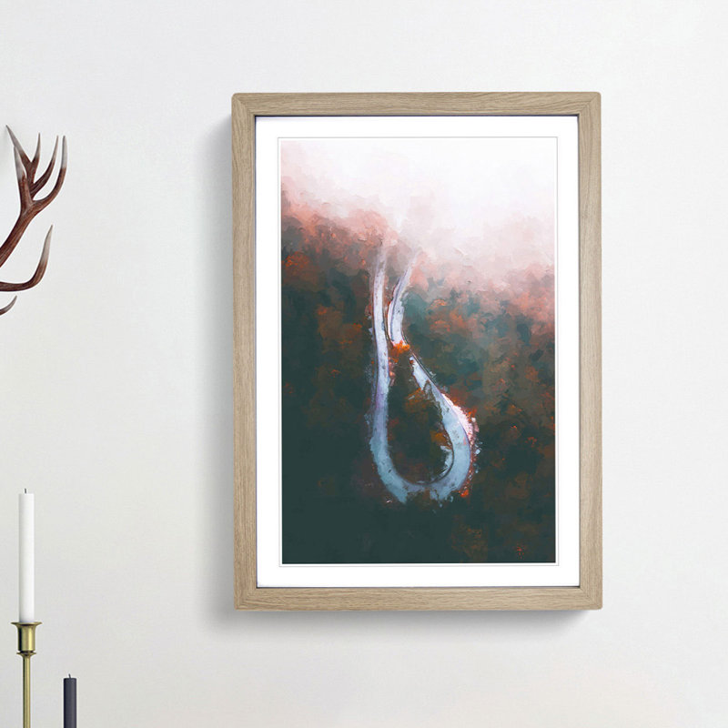 Clouds over the Forest Road in Abstract - Picture Frame Graphic Art Print, 48cm H x 36cm W x 2cm D, Oak Framed