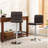 Swivel Faux Leather Adjustable Hydraulic Bar Stool, Set Of 2, Brown-666184385