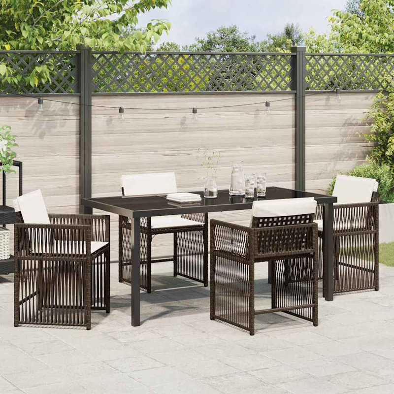 4 - Person Patio Dining Set with, Brown, 73cm H x 160cm W x 80cm D