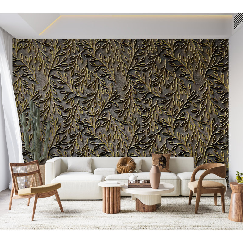 Murale pelez et collez - Décorations dorées, L 82 po x l 115 po
