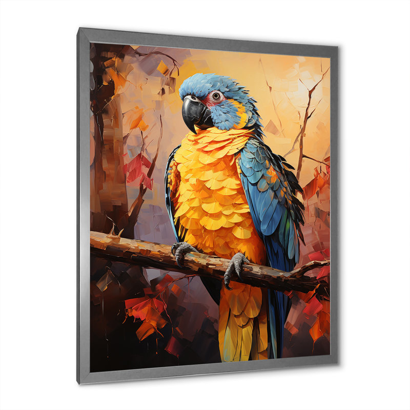 «Parrots Sunset Serenade Euphoria I», reproduction sur toile, Cadre photo argenté, H 32 po x l 16 po x P 1 po