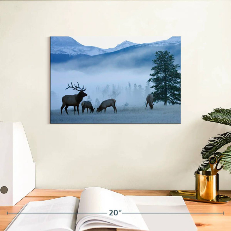 Brampt Misty Morning Elks, 8" H x 12" W