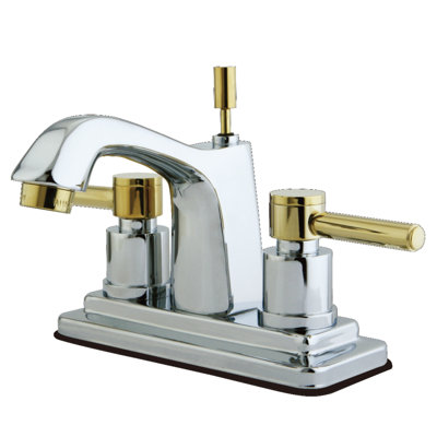 Kingston Brass Concord Two-Handle 3-Hole Deck Mount 4" Centerset Bathroom Faucet with Brass Pop-Up