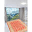 Tapis rouge / crème en laine noué à la main de conception unique 8 pi 4 po x 12 pi 3 po New Age