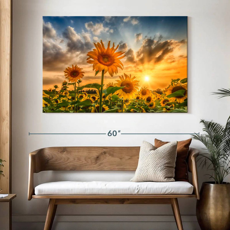Alvord tournesols au coucher du soleil, H 34 po x l 51 po