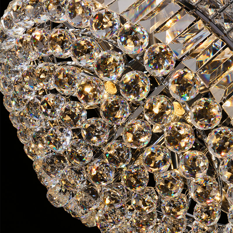 11-Lights Modern Round Chrome Suction Top Crystal Light, 23.6 Inches in Diameter, Height Adjustable
