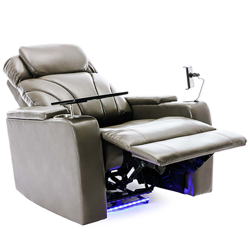Fauteuil inclinable électrique en cuir Camala, Similicuir gris