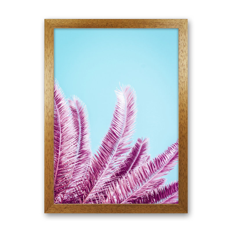 Pink Palm Trees by Victoria Frost - Print, Oak Framed, 88cm H x 64cm W x 3cm D