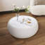 Table basse en pierre frittée en forme de tambour avec motifs dorés uniques et base en cuir pour salons modernes-922220329-922220330