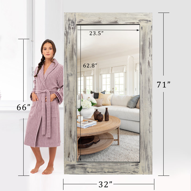  Miroir mural Mateus, Blanc patiné, 71 po x 31 po