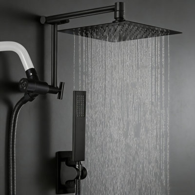 10" Metal Rain Shower Head With Handheld Spray Combo, Adjustable Extension Arm, 71 Inch Hose