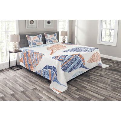 Sealife Sea Seashells Bedspread Set