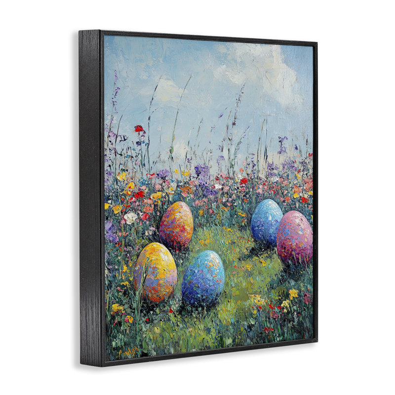 «Vibrant Egg Hunt», estampe numérique, design par Franklyn Gregory, Giclée encadrée noir minuit, H 30 po x l 24 po