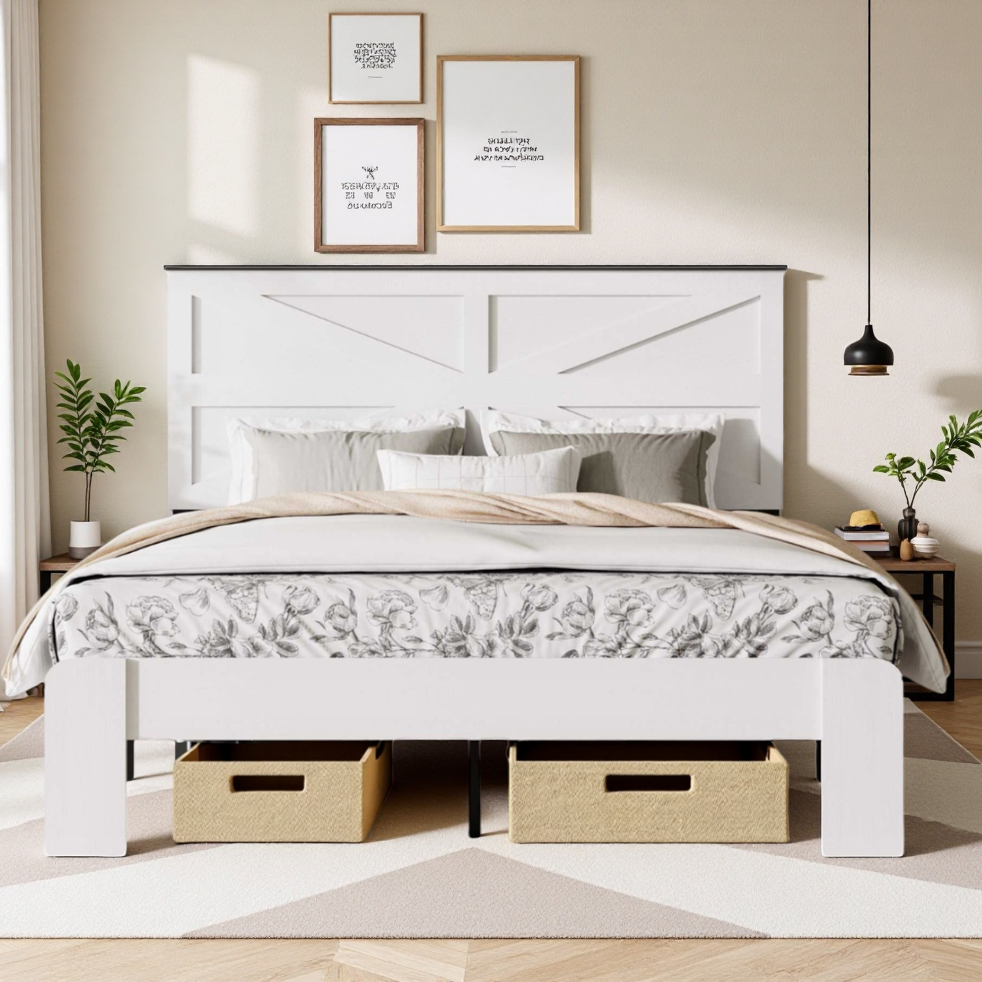 Gracie Oaks Queen Platform Bed Frame with Storage – Industrial Metal ...