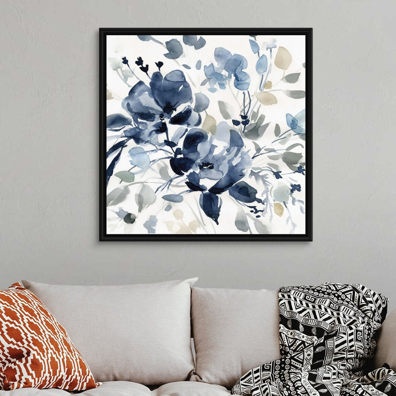 Indigo Garden II - reproduction d'art sur toile, H 37,7 po x l 37,7 po x P 1,75 po, Cadre flottant noir