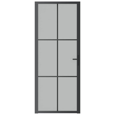 Interior Door 32.7 x 79.3 in Black Matt Glass Aluminum Interior Door Modern Contemporary Finish