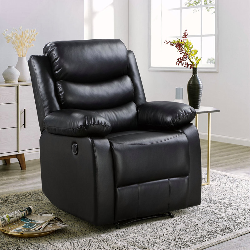 Power Recliner With Pillow Top Arms, Black