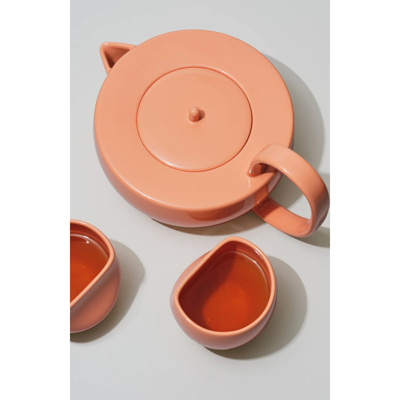 Large Teapot Set, Coral