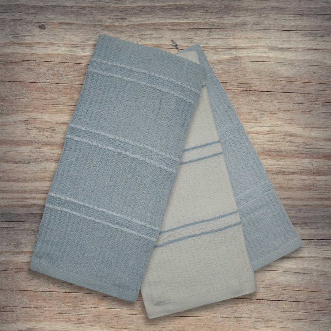 Super Absorbent 3 Pack Cotton Tea Towels Ripple Stripes