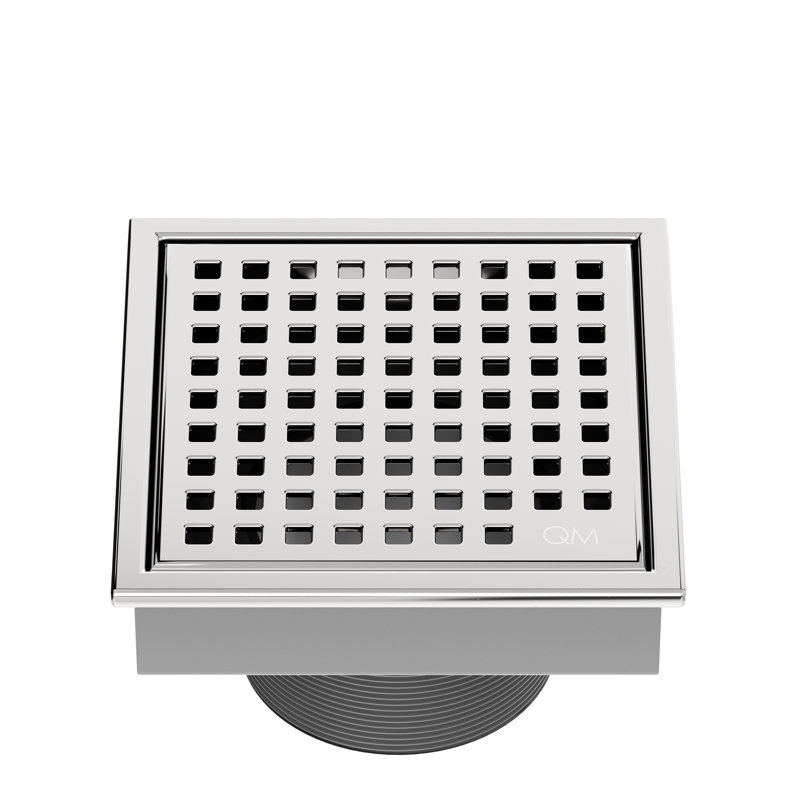 Mira Square Center Shower Drain by QM Drain, Polished