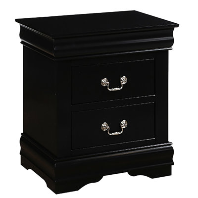 Black Bedroom Nightstand With 2 Drawers - Timeless Design And Handy Storage Traditional Ideal For