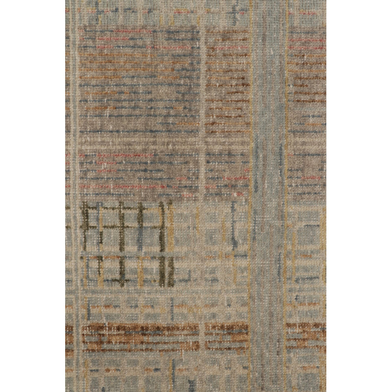 Distressed Homage Hand Knotted Wool Geometric Area Rug, Runner 3' x 8'