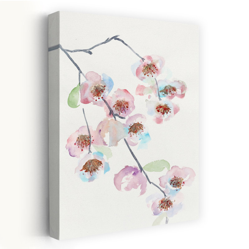 Art mural délicat et élégant cerisier éthéré nature au printemps, H 18 po x l 12 po