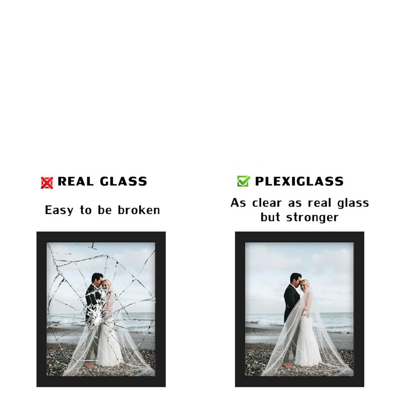 8X10 Black Picture Frames Nature Solid Wood 4 Pack For Wall Mounting And Tabletop Display