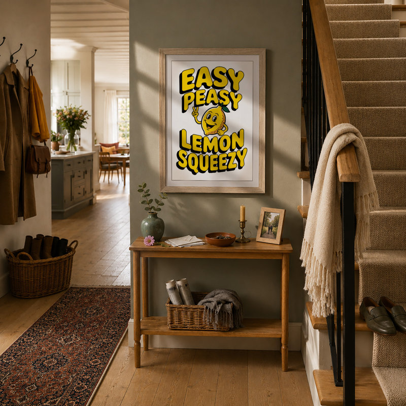 Easy Peasy Lemon Typography - Framed Print, A1 - 84.1 x 59.4 cm, Oak