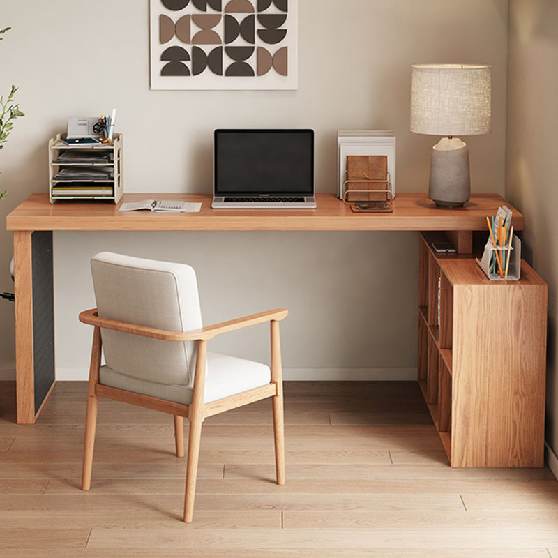 Bureau de direction en bois massif en forme de L, bureau, H 29,53 po x l 86,61 po x P 35,43 po