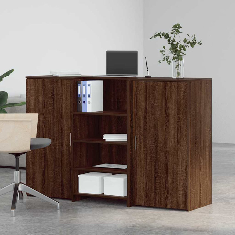Camariah Standing Desk, 103.5cm H x 155cm W x 50cm D, Black Oak