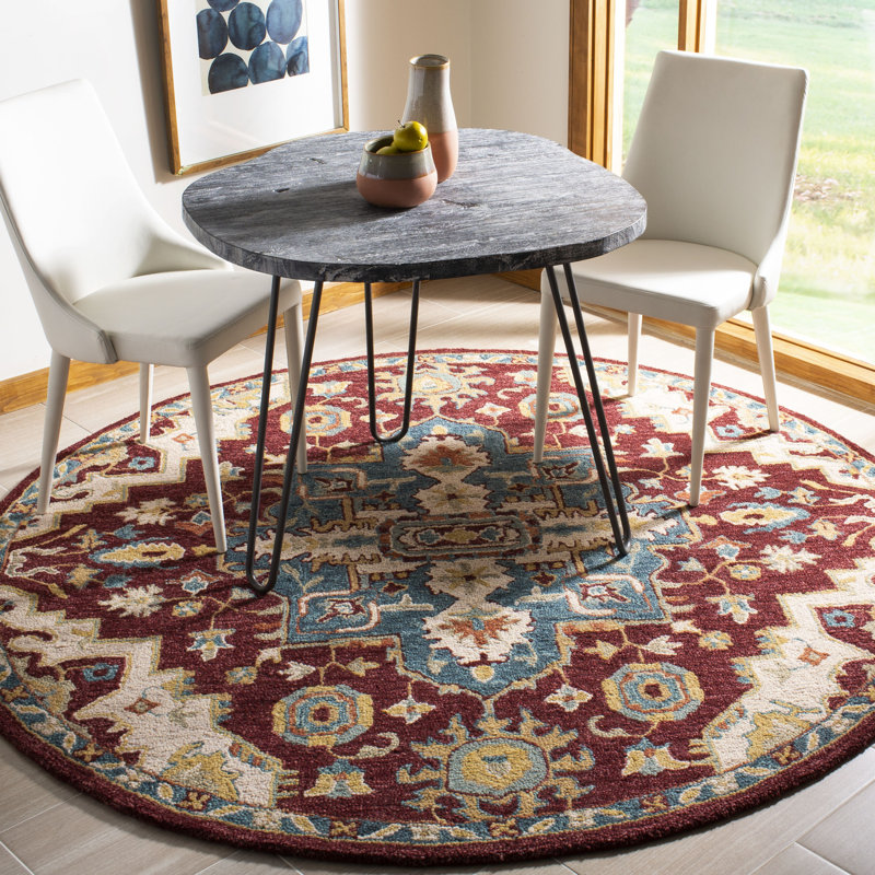 Vahakn Hand Tufted Wool Southwestern Rug, Round 5'