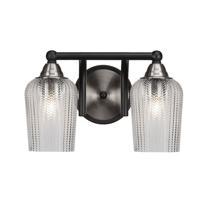 Michell 2-Light Bath Bar, Clear, Matte Black/Brushed Nickel