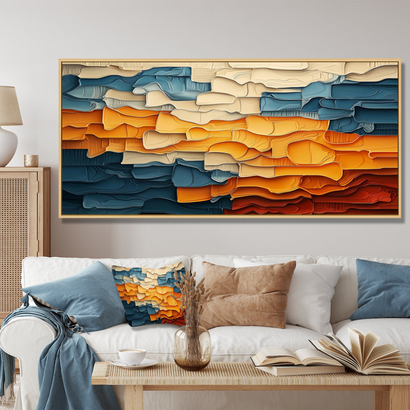 Biomorphism Fragments Forms II - Cubism, art mural, H 28 po x l 60 po, Cadre flottant, Brun
