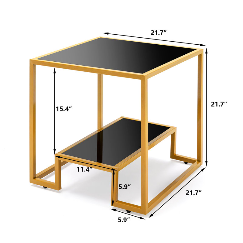 Stansberry Glass Top End Table, Black, Gold