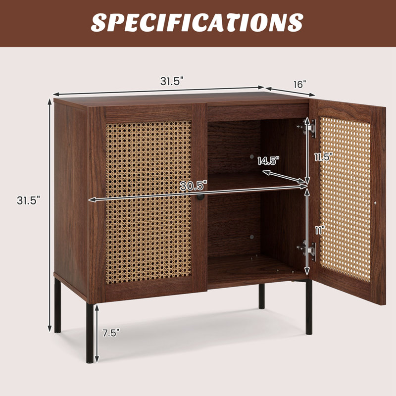 Oullins 31.5 " W Buffet Table, Walnut/White