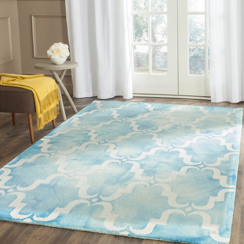 Dip Dye Hand Tufted Wool Geometric Rug, Rectangle 9' x 12'
