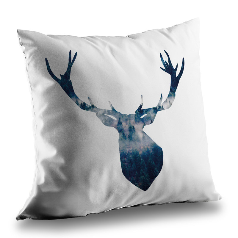 Deer Head Landscape - Scandinavian Poly Twill Throw for Decor