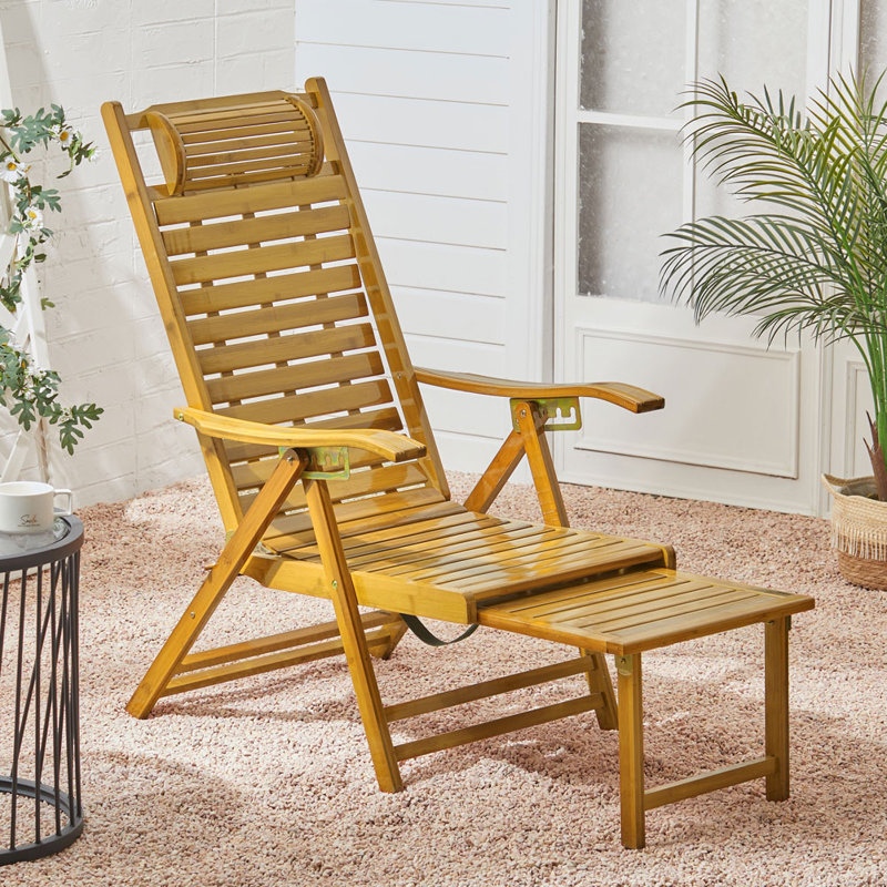 Dimmitt Reclining Bamboo Sun Lounger, Yellow