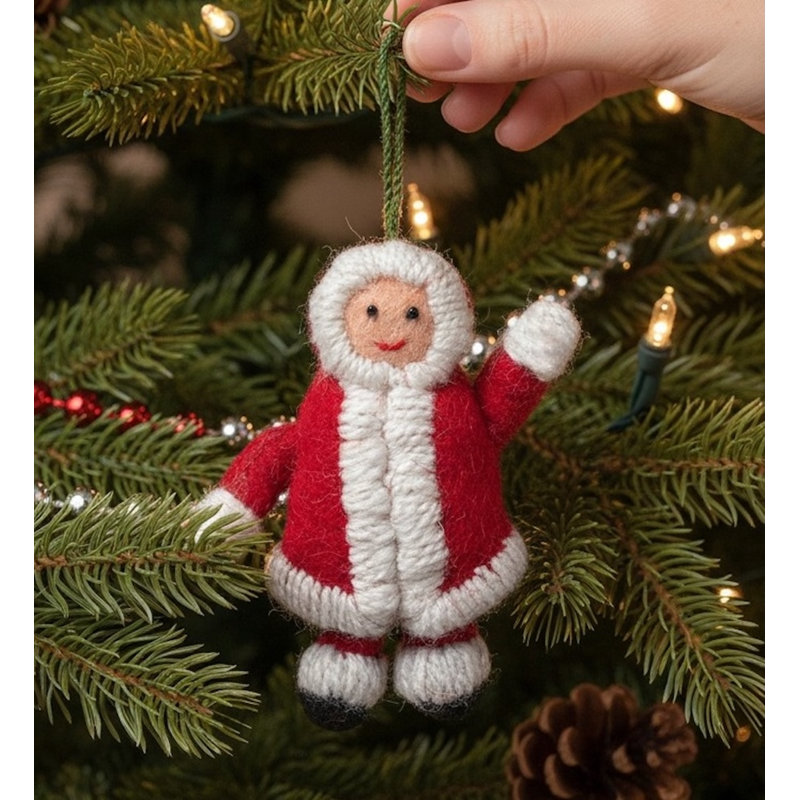 Eskimo Gal Christmas Hanging Figurine Ornament, Red